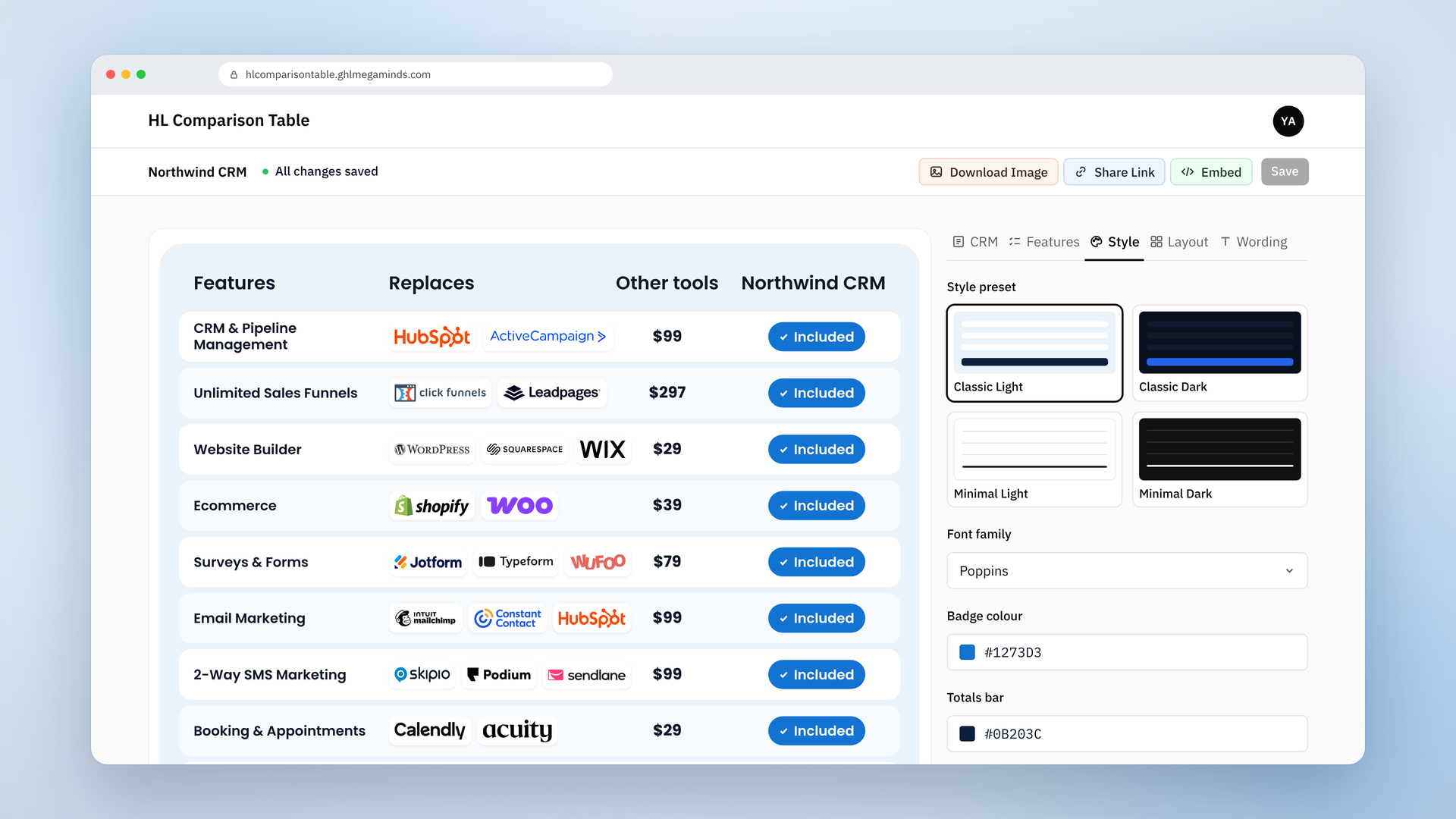 How We Built the HL Comparison Table tool for HighLevel Resellers